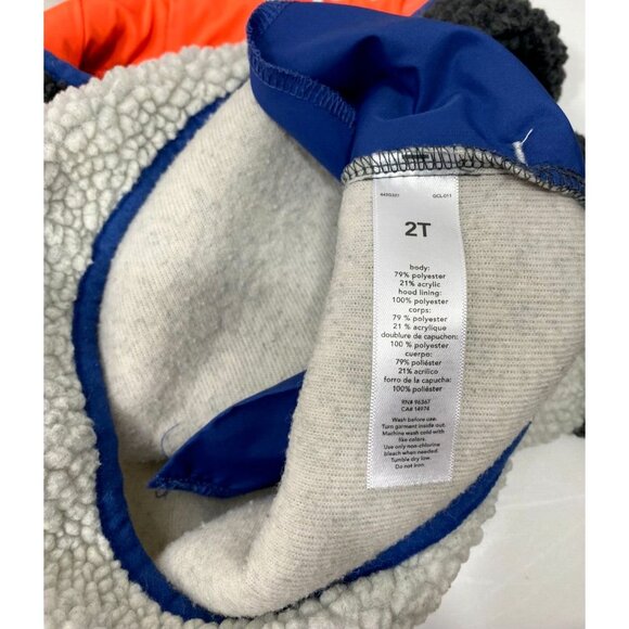 Boys Oshkosh Sherpa Pullover Hoodie Size 2T White Blue Orange Gray Soft Warm - Picture 6 of 6
